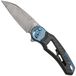 Fox Metamorphosis FX-556-B1 Damascus Wharncliffe, 3K Carbonfiber, Titanium bleu bolster couteau de poche