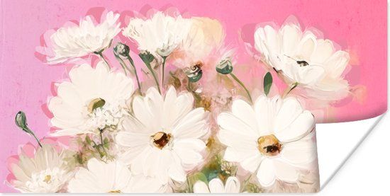 PosterMonkey Poster Bloemen - Vaas - Planten - Wit - 150x75 cm