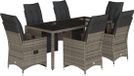 vidaXL Bistroset met kussens, polyrotan, grijs
