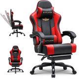 GTPLAYER - Gaming Stoel - Met Voetensteun Hoofdsteun en Lendensteun 180kg - Rood