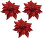 Bellatio flowers & plants Cosy & Trendy Kerstboomversiering - 6x - bloem - op clip - rood - kerstster - 18 cm