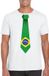 Bellatio Decorations Shoppartners Bv Wit t-shirt met Braziliaanse vlag stropdas heren - Brazilie supporter XXL
