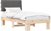 vidaXL Bedframe met gestoffeerd hoofdeinde, donkergrijs, 75 x 190 cm