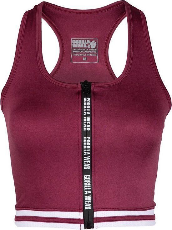 Gorilla Wear Mesa Zip Front Crop Top - Bordeauxrood - L