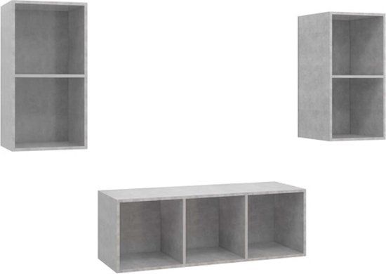 vidaXL 3-delige Tv-meubelset bewerkt hout betongrijs