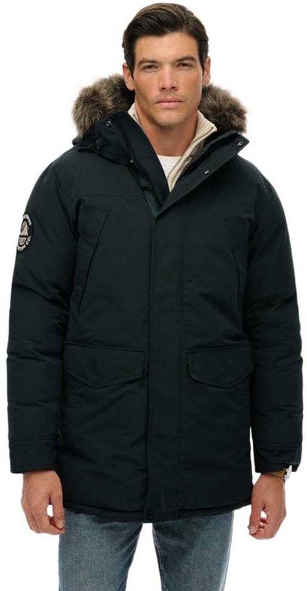 Superdry Everest Parka Jas Met Imitatiebont Heren Cedar Dark Green M