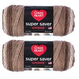 Red Heart Super Saver Jumbo garen, Cocoa Ombre, 2 stuks, 283 g, acryl, #4 kamgaren (medium), 440 meter, voor breien/haken