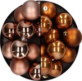 Kaemingk B.V. Boules de Noël en plastique 6 cm - 24 pièces - teintes brunes