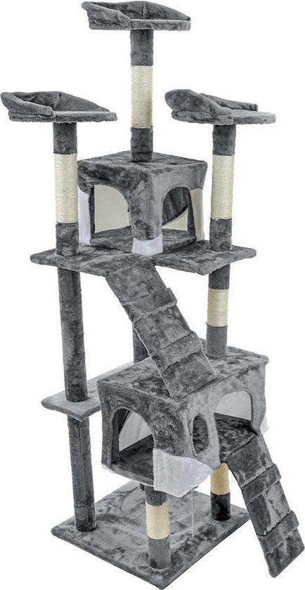 Krabpaal & Speelhuis XXL - Katten - Grijs - 170 cm - Met Hangmat
