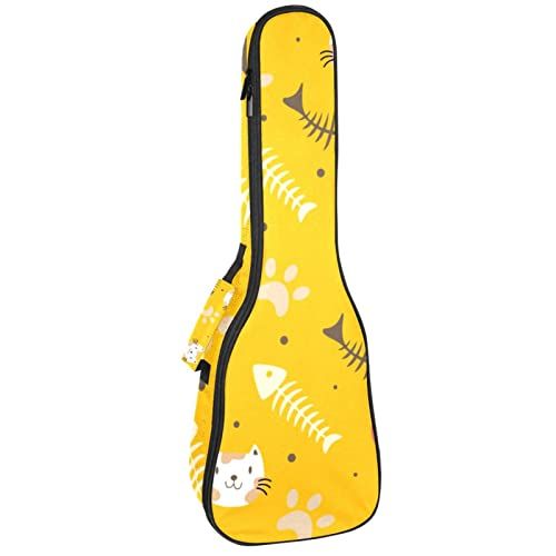 Mersov Tenor Ukulele Gigbag Waterdichte Ukelele Case Gewatteerde Rugzak, Geweldig voor Sopraan Concert (21/23/24") Vis Bone En Kat