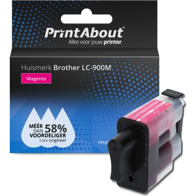 PrintAbout Huismerk Brother LC-900M Inktcartridge Magenta