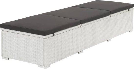 vidaXL Ligbed 195x60x68 cm poly rattan wit en zwart