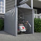 Rolipo Fietsenstall: Fietsenstall 100x187x160, waterdicht, stalen frame, UV-bescherming, geschikt voor fietsen, motorfietsen, scooters en tuingereedschap. Grijs