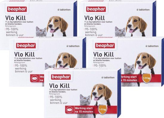 Beaphar Vlo Kill Hond En Kat - Anti-vlooienmiddel - 5 x 6 tabletten