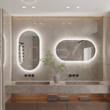 Ova LED-badspiegel - Ovaal, frameloos wandspiegel - Bediening via touchsensor - Anti-condensfunctie - Achtergrondverlichting - 3 kleurtemperaturen: 3000–6000K - 80 x 50 cm