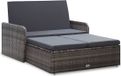 The Living Store Rattan Garden Furniture Set - Grey - 2 Seater Sofa & Footstool