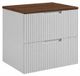 3xE living Armoire de salle de bain, suspendue, 60 cm de large, avec tiroirs, blanc/bois de noyer