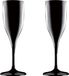 Santex Champagne/prosecco flute - Set van 2x stuks - zwart - 150 ml - onbreekbaar kunststof