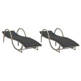 vidaXL 3277312 Tuinstoel Lounge Gecapitonneerde zitting Polyrattan, Staal Grijs