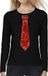 Bellatio Decorations Verkleed shirt dames - stropdas paillet rood - zwart - carnaval - longsleeve S