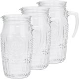 Bormioli Rocco schenkkan/waterkan - 3x stuks - Glas - zonder deksel - 1,8 liter