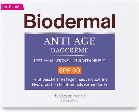 Biodermal Anti Age Dagcrème SPF30 - 50ml - Anti-Rimpel met Hyaluronzuur & Vitamine C