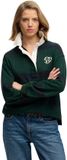 Superdry Heritage Stripe Rugbyshirt Oversized Pasvorm Dames Lange Mouwen Katoen Groen Maat M