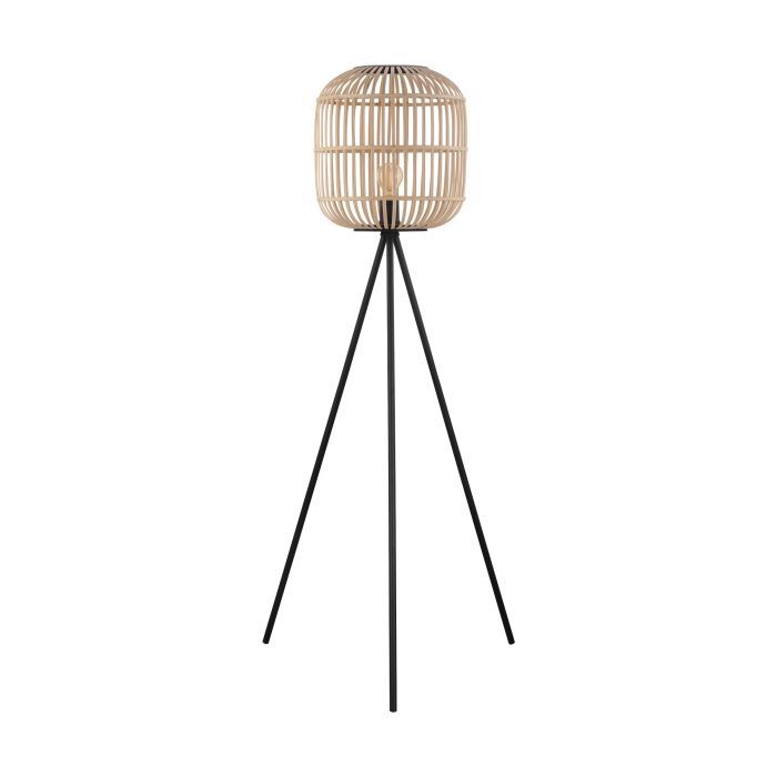 EGLO Bordesley Vloerlamp - E27 - Zwart/Hout