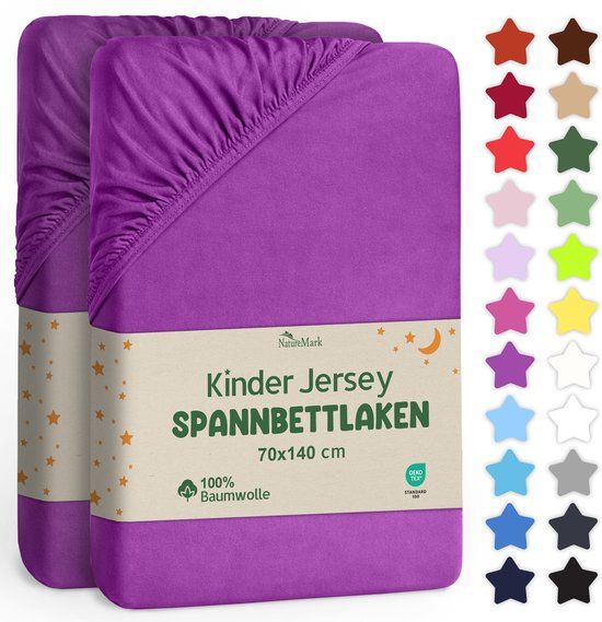 NatureMark Jersey hoeslaken 70x140cm (set van 2) Lila