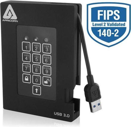 Apricorn Aegis Padlock Fortress - 1TB USB 3.0 - FIPS Validated - Black