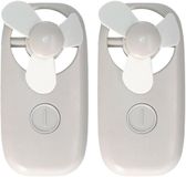 Merkloos Gerimport Mini ventilator/handventilator - 2x - 11 x 6 x 5 cm - Grijs