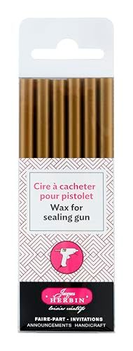 Jacques Herbin 35804T - Pakket van 6 speciale zegellakstaven voor lakpistool, Goud - Diameter 7 mm - Gemaakt in Frankrijk