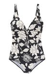 s.Oliver Badpak voor dames met bloemenpatroon, zwart-crème, 42 / B
