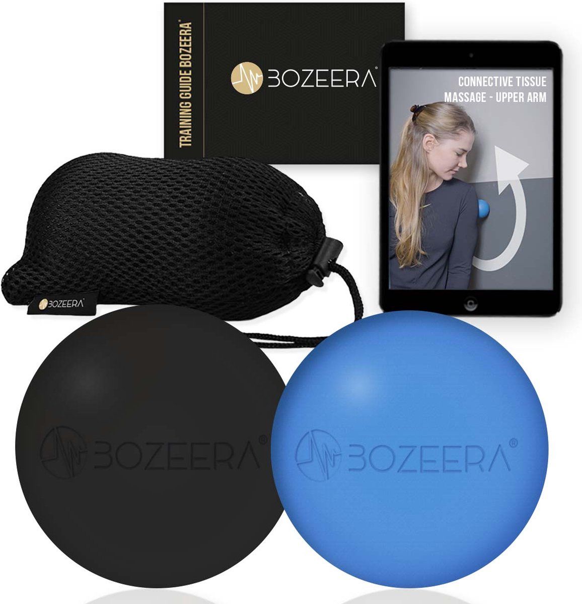 BOZEERA© Lacrosse Ballen - 2x 6cm - Massageballen - Triggerpoint Ballen - Incl. GRATIS Video Handleiding, Poster & Tas