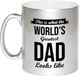 Bellatio Decorations Shoppartners Bv This is what the worlds greatest dad looks like cadeau koffiemok / theebeker - zilverkleurig - 330 ml