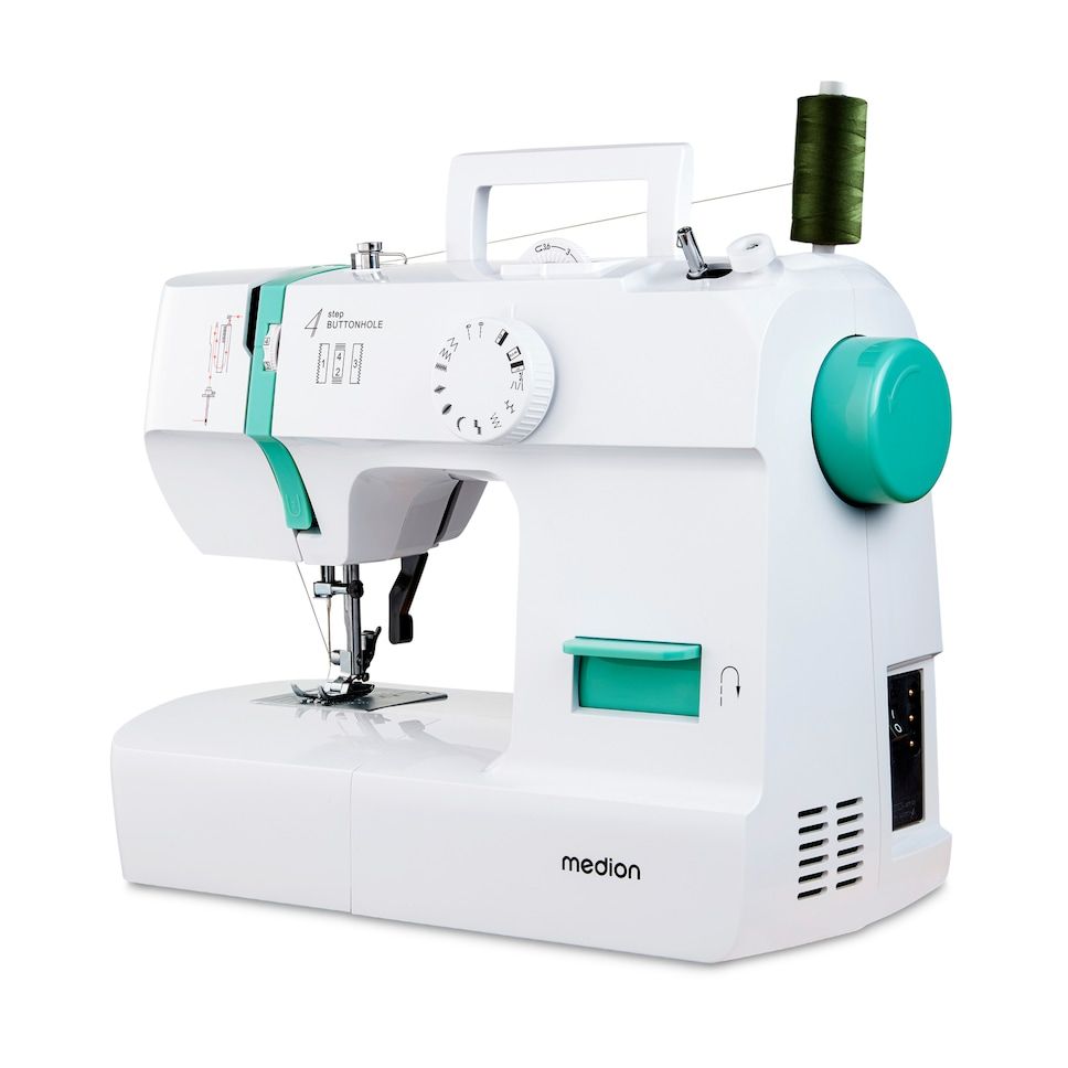 MEDION SM70 Electric Sewing Machine - Turquoise and White