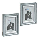 Relaxdays fotolijstjes set van 2, staand of liggend, 13x18 cm, passepartout 9x13 cm, ophangen of neerzetten, zilver