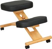 HOMCOM Kneeling Chair-Kunstleder, Gummibaumholz-70L x 42B x 47H cm-Schwarz
