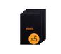RHODIA 194009Cpack - Geniet Vergadernotitieblok N°19 Zwart - A4+ - Voorgedrukt Datum/Notities/Actie - 80 Afscheurbare Vellen - Clairefontaine Wit Papier 80 g/m² - Pakket van 5 blokken