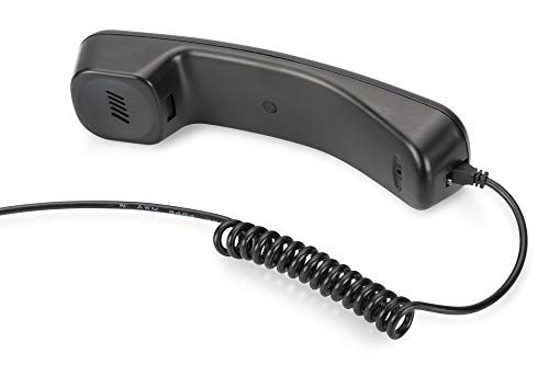 DIGITUS USB-telefoonhoorn voor VoIP-communicatie – USB-adapterhandset met spiraalkabel – Plug and Play – Zwart