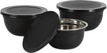 Inox set de casseroles, 3 pièces, noir, 18/16/14,5 cm, refermable