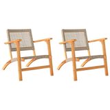 vidaXL Tuinstoelen 2 st poly rattan en acaciahout beige
