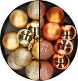 Merkloos / Sans marque Billiet - Vanlaere 24x stuks kunststof kerstballen mix van goud en koper 6 cm