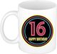 Bellatio Decorations Verjaardag mok / beker - happy birthday 16 jaar - neon - 300 ml