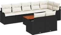 vidaXL Tuinbank Set 9-delig Zwart/Crème Polyrattan