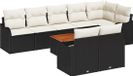 vidaXL Tuinbank Set 9-delig Zwart/Crème Polyrattan
