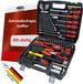 FAMEX 144-47 Coffre à outils compact, rempli de jeu d'outils, tous les outils de vissage en chrome-vanadium, boîte à outils complète