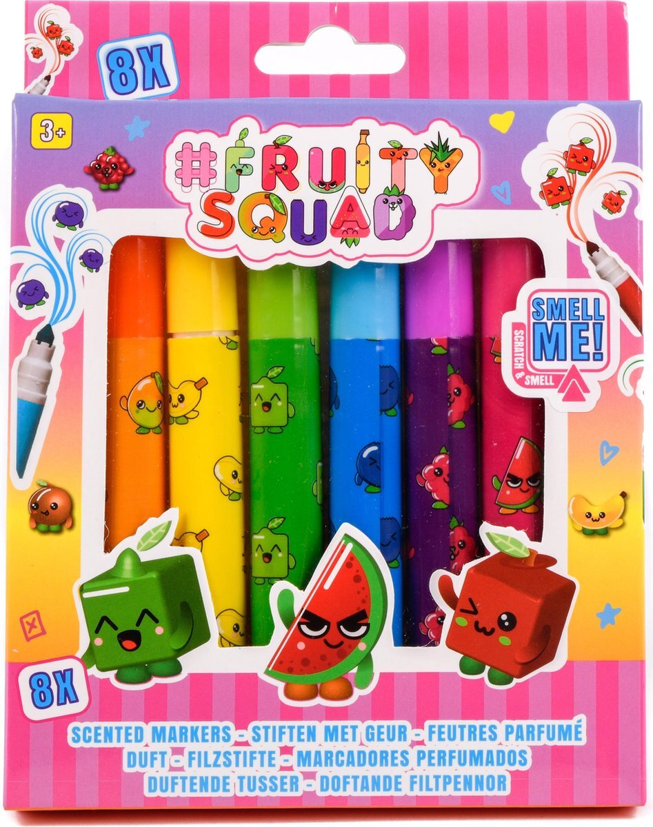 Jouet-Plus Stiften brede punt met geur Fruity Squad: 8-pack