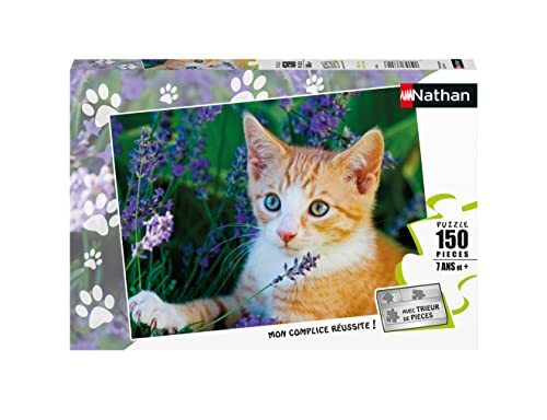 Puzzles Nathan - 150-delige puzzel - rood katje in lavendel voor kinderen, 4005556861828