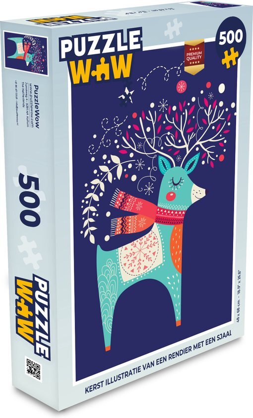 MuchoWow Puzzel Rendier - Kerst - Winter - Kerstversiering - Legpuzzel - Puzzel 500 stukjes